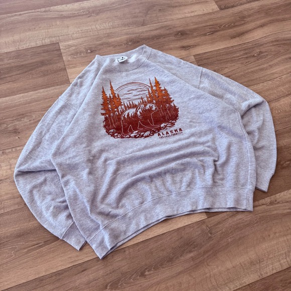 Prairie Mountain Other - Prairie Mountain Mens Alaska The Last Frontier Bear nature Sweatshirt Grey XL